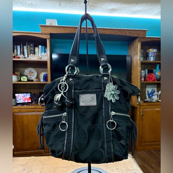 Coach Handbags - Coach Black Poppy Hand Bag with Silver Hangtag